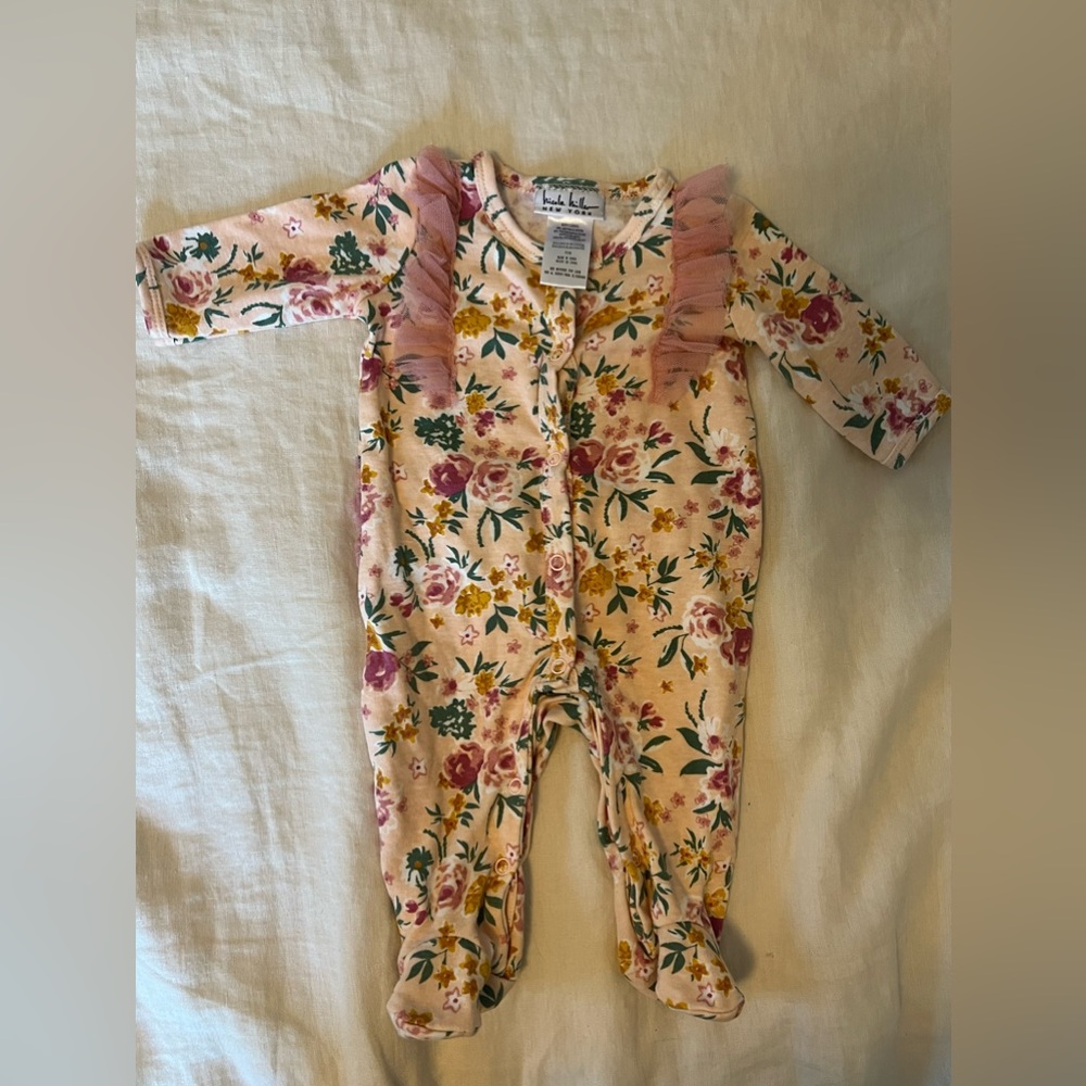 Nicole Miller floral baby footies